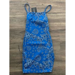 Blue Bandana Print Dress